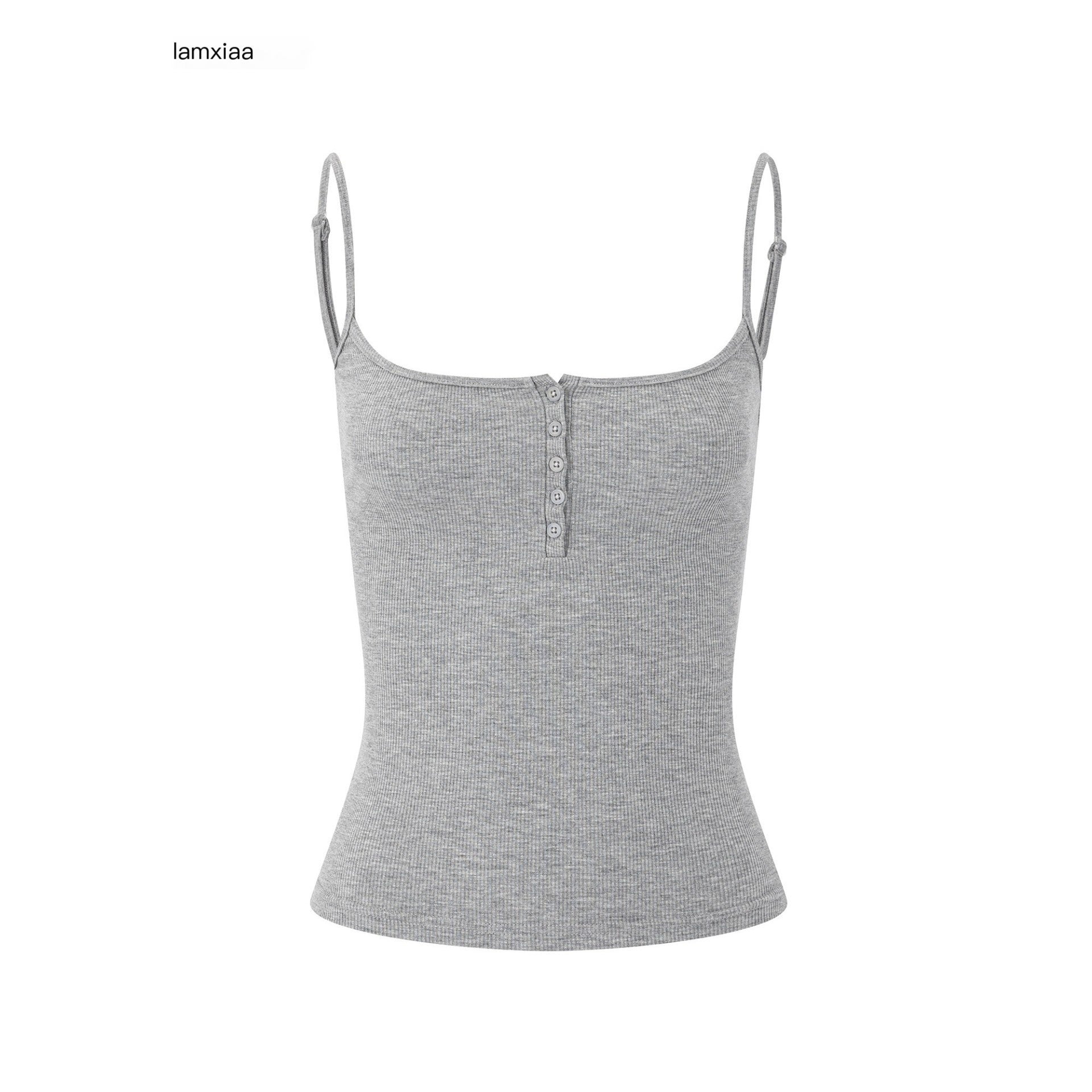 iamxiaa_Deep_U_Neck_Ribbed_Button_Front_Slim_Fit_Women&