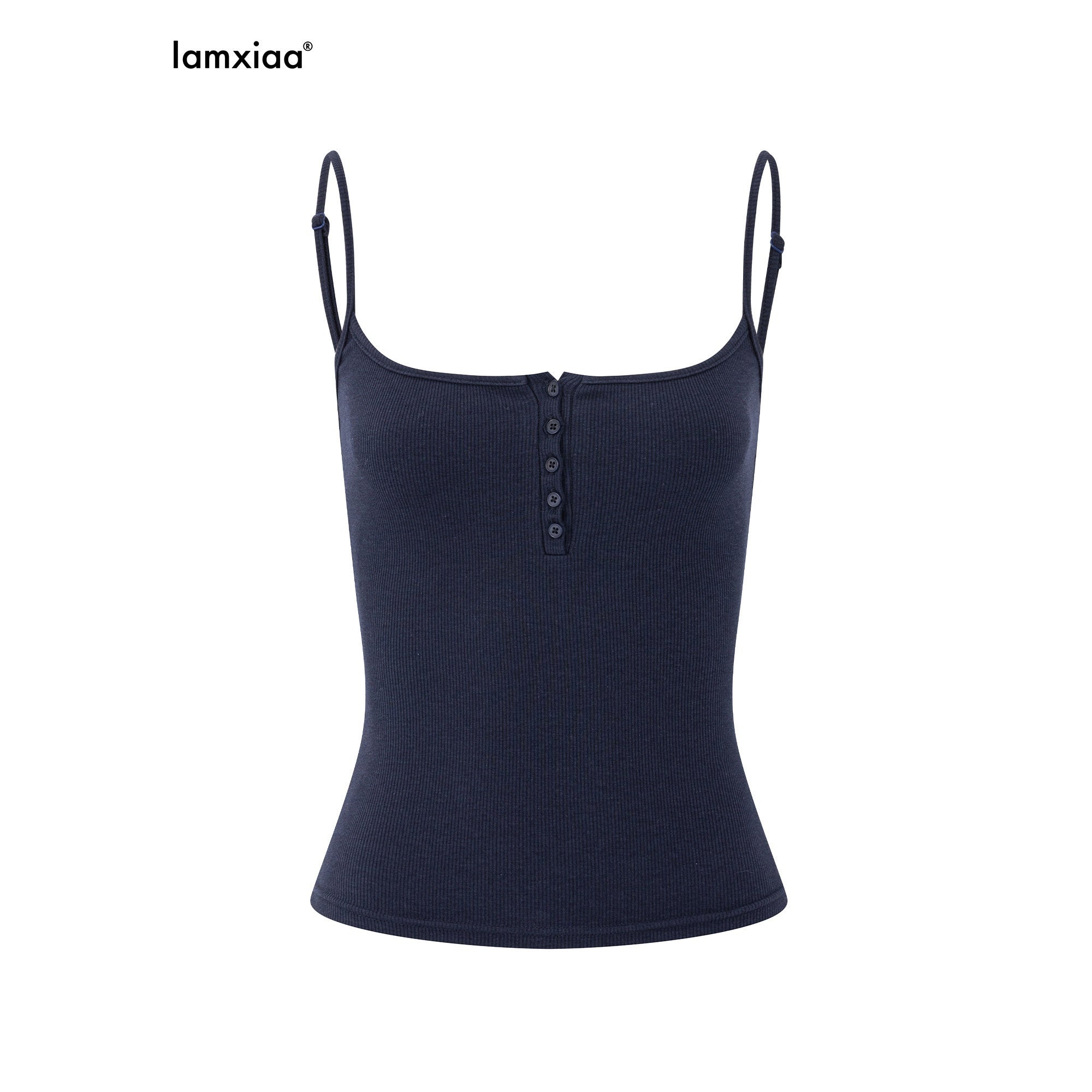 iamxiaa_Deep_U_Neck_Ribbed_Button_Front_Slim_Fit_Women&