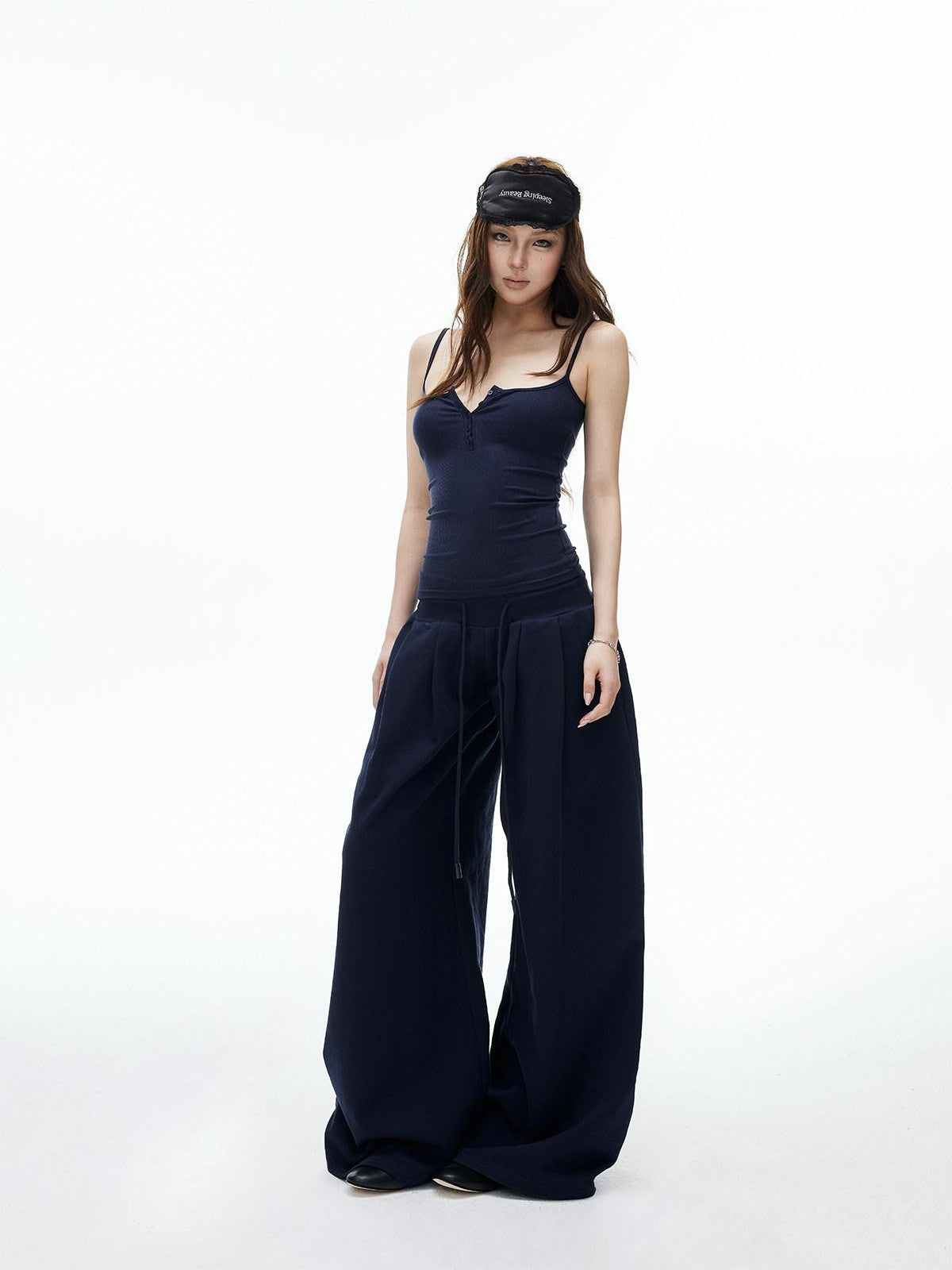 iamxiaa Deep U Neck Ribbed Button Front Slim Fit Women&