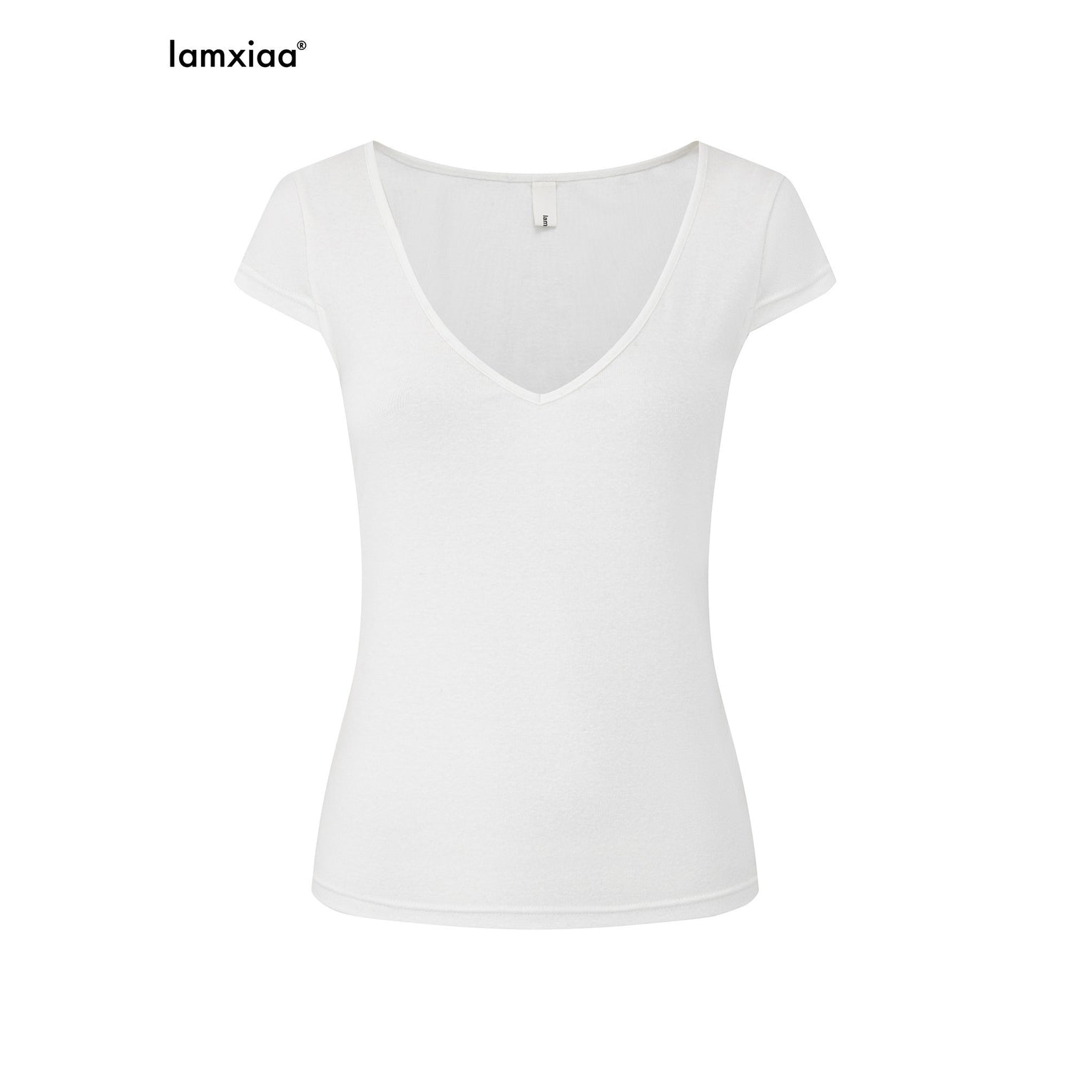 iamxiaa_Deep_V-neck_Cap_Sleeves_Fitted_Waist_Women&
