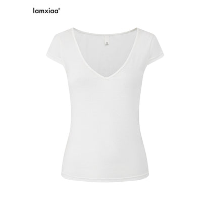 iamxiaa_Deep_V-neck_Cap_Sleeves_Fitted_Waist_Women&