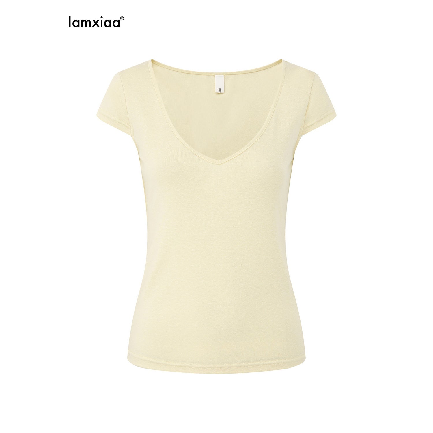 iamxiaa_Deep_V-neck_Cap_Sleeves_Fitted_Waist_Women&