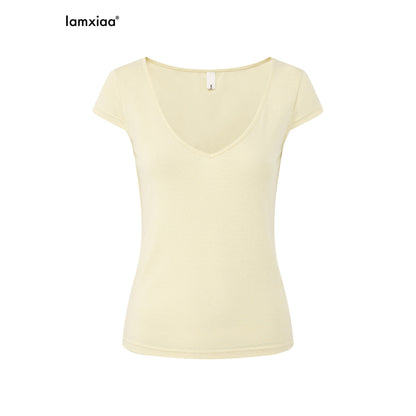 iamxiaa_Deep_V-neck_Cap_Sleeves_Fitted_Waist_Women&
