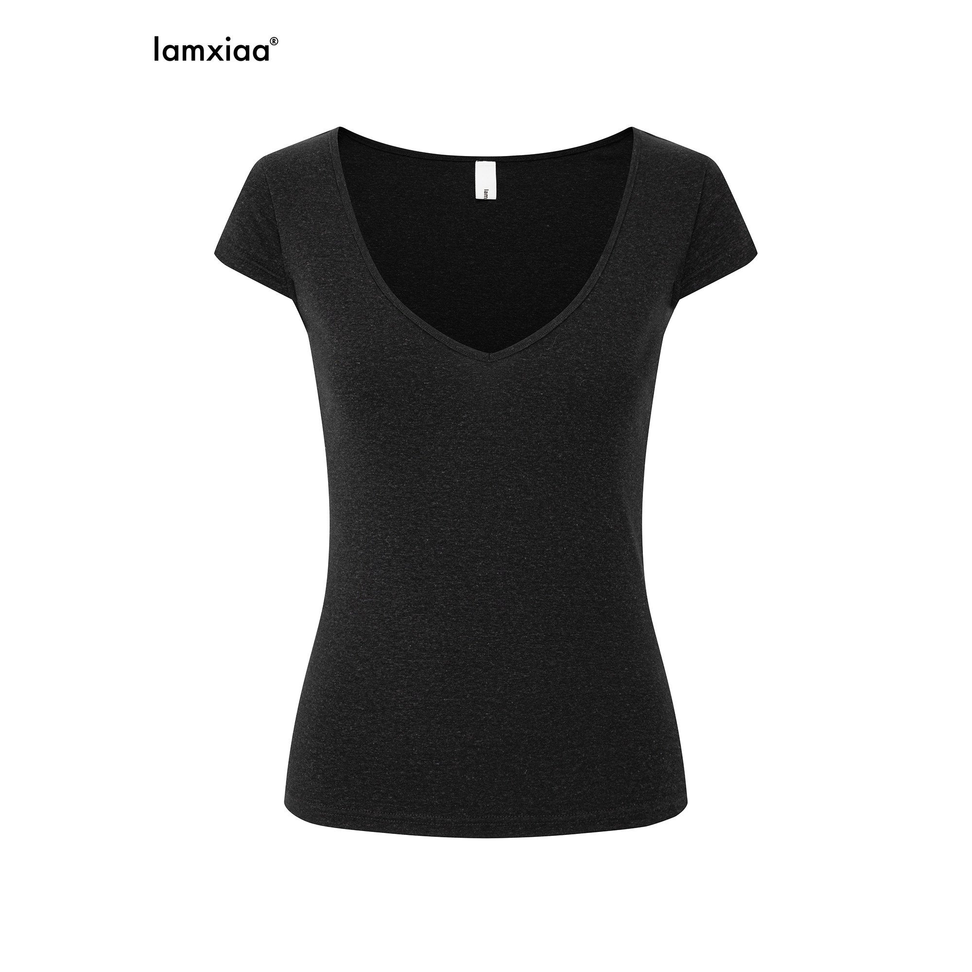 iamxiaa_Deep_V-neck_Cap_Sleeves_Fitted_Waist_Women&