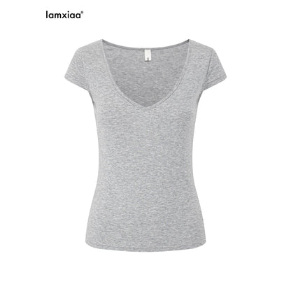 iamxiaa_Deep_V-neck_Cap_Sleeves_Fitted_Waist_Women&