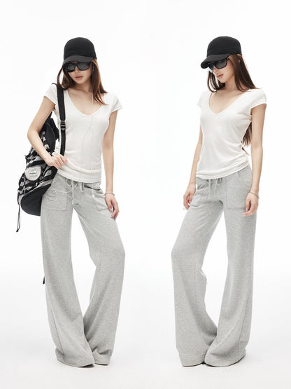 iamxiaa Deep V-neck Cap Sleeves Fitted Waist Women&