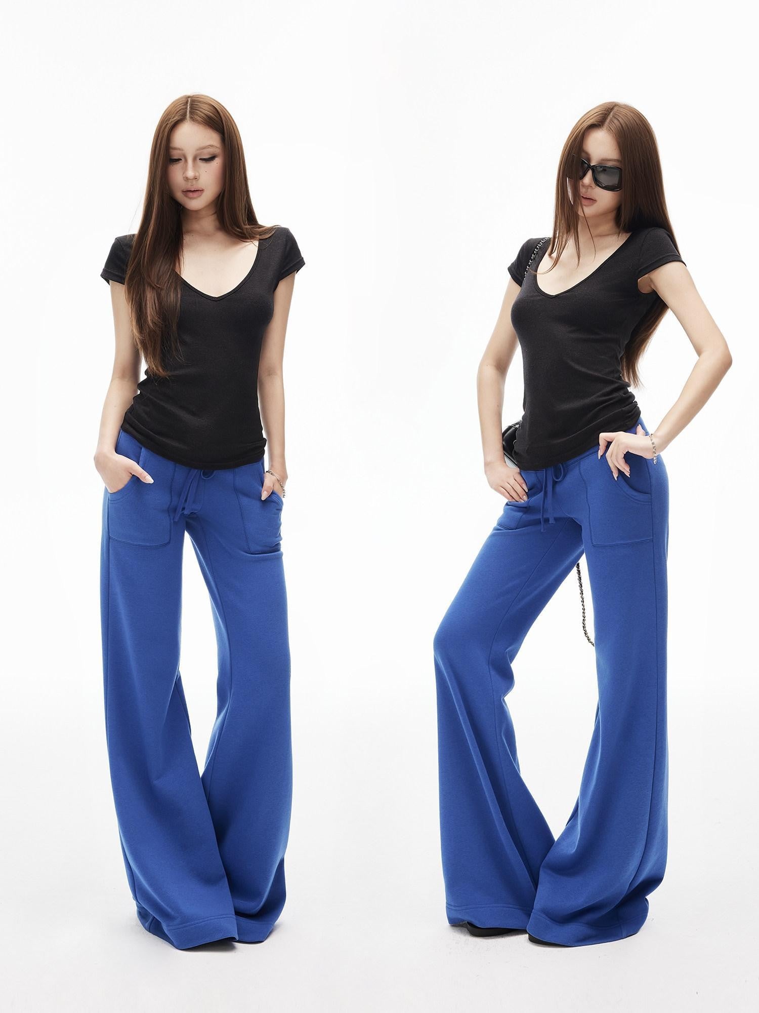 iamxiaa Deep V-neck Cap Sleeves Fitted Waist Women&