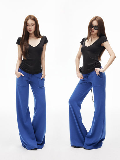 iamxiaa Deep V-neck Cap Sleeves Fitted Waist Women&