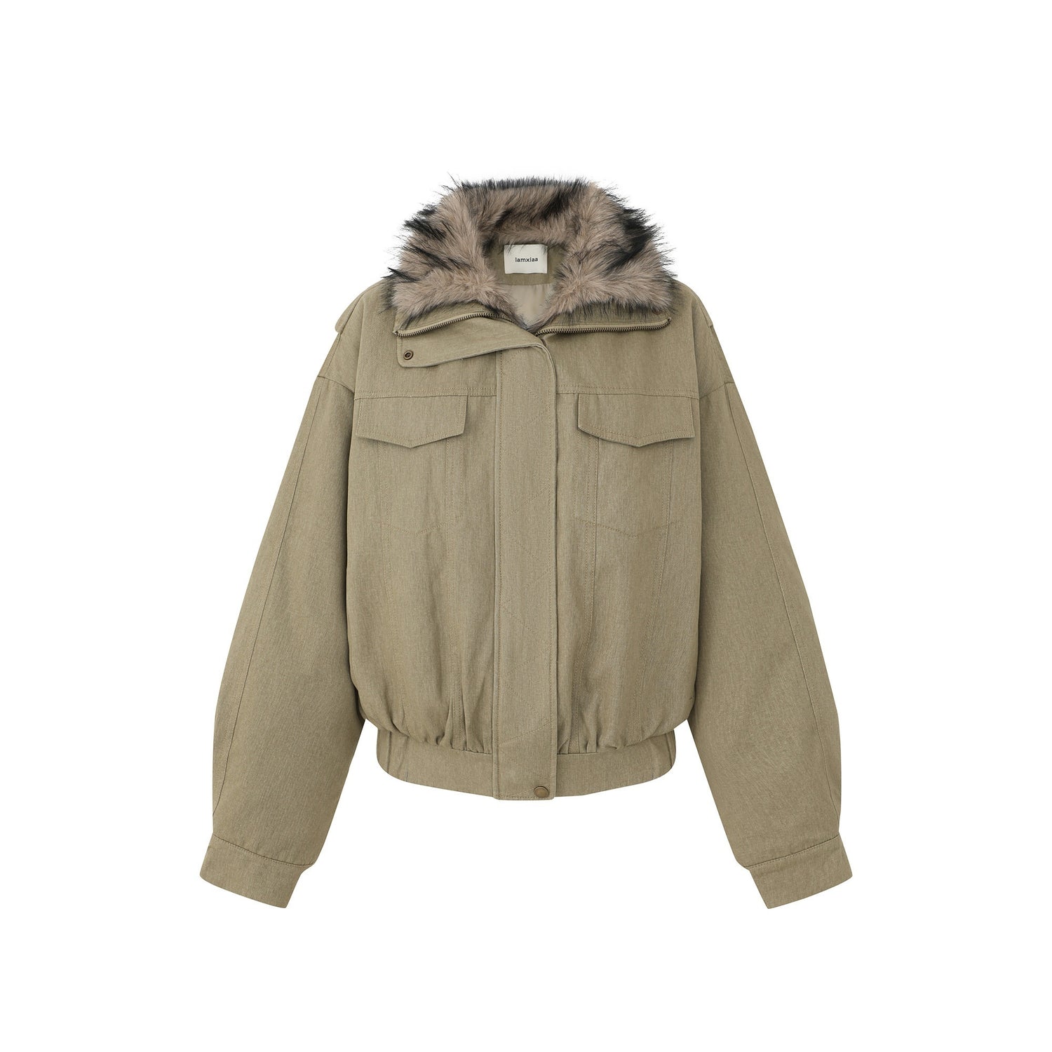 iamxiaa_Detachable_Fur_Collar_Cropped_Parka_Women&