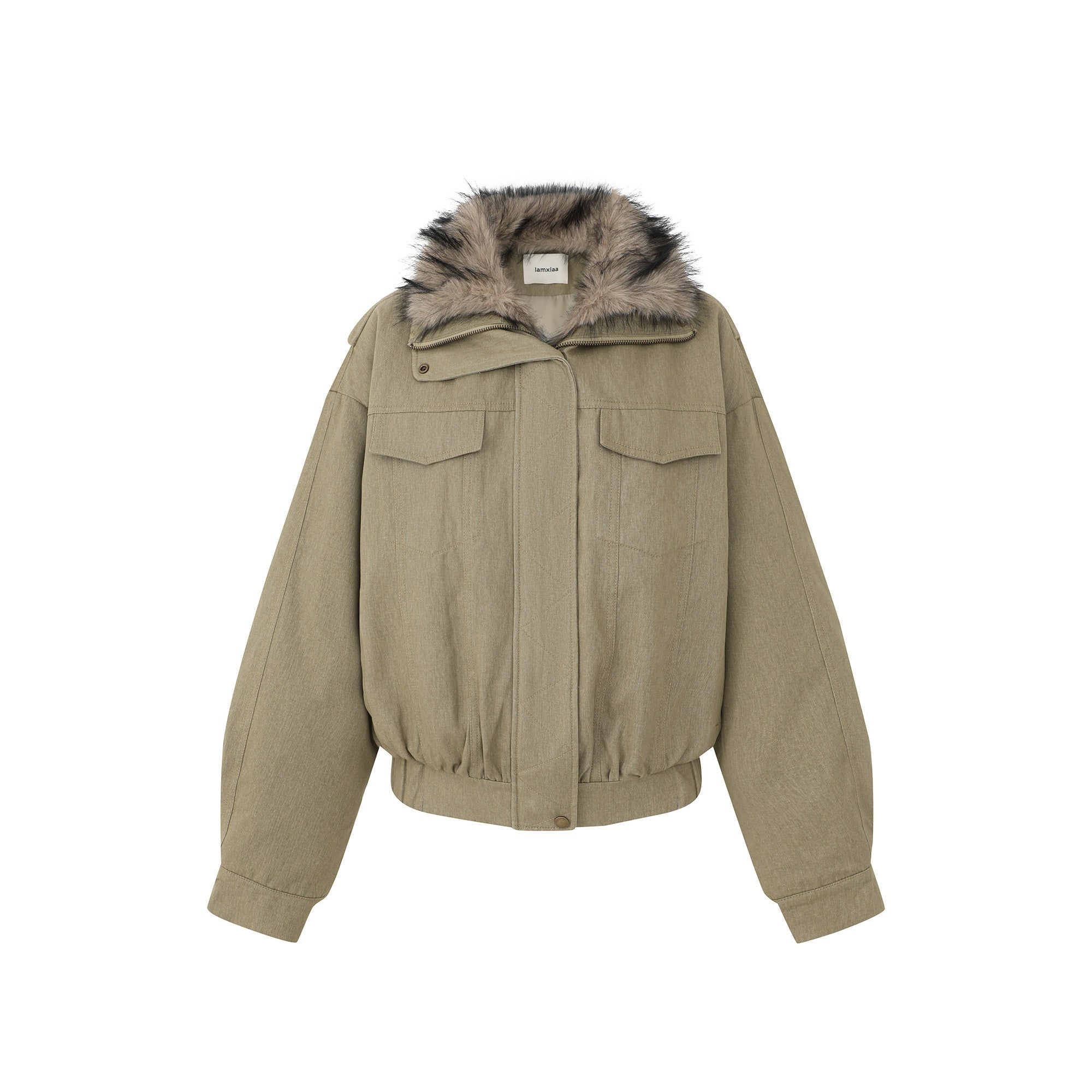 iamxiaa_Detachable_Fur_Collar_Cropped_Parka_Women&