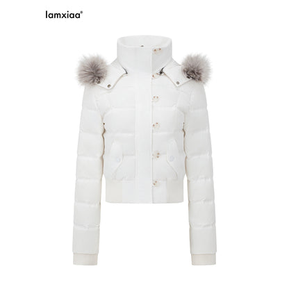 iamxiaa_Detachable_Hood_Eco_Fur_Slim_Short_Women&