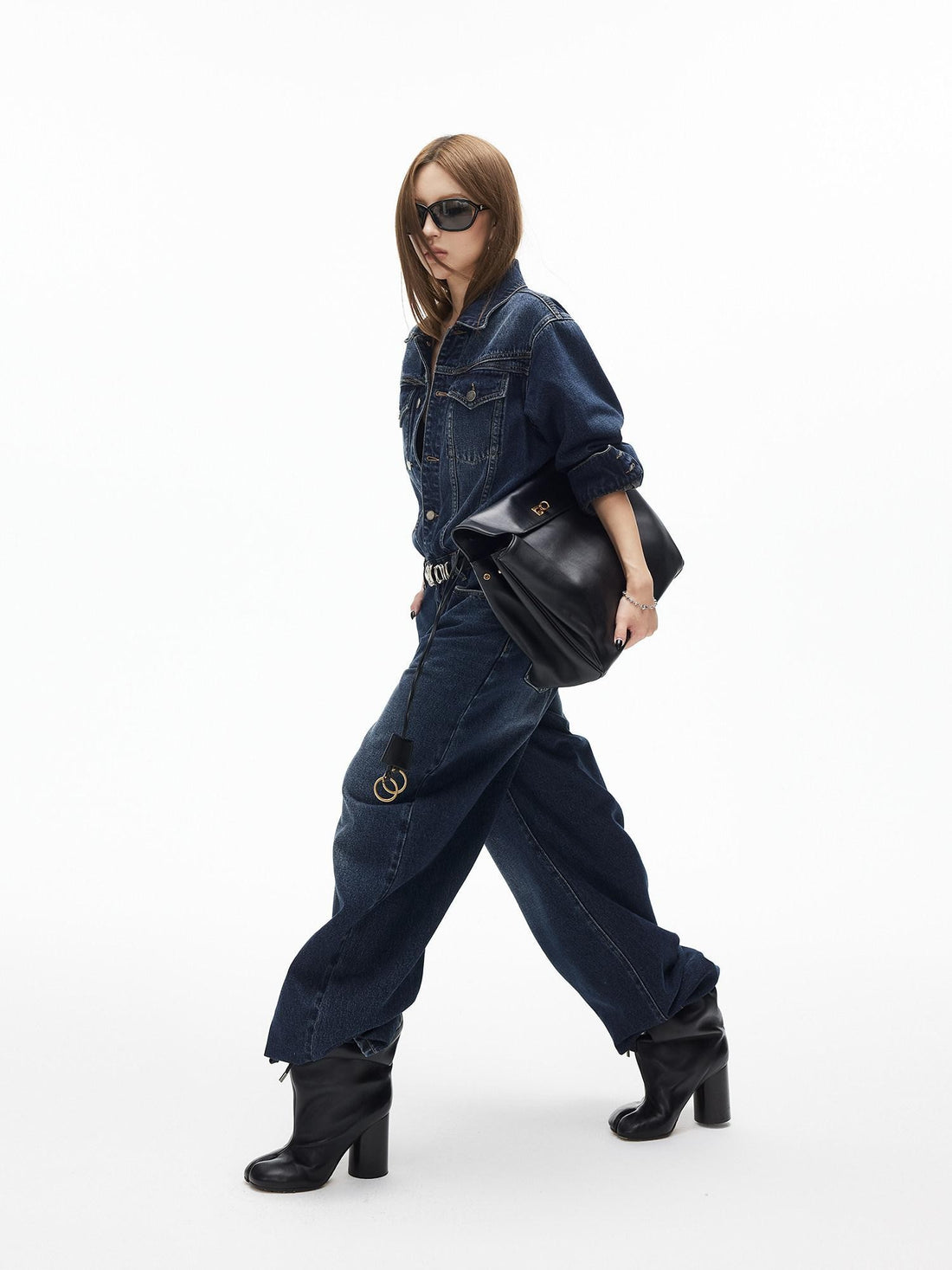 iamxiaa Distressed Washed Turn Collar Retro Women&