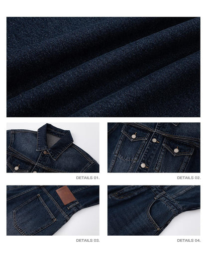 iamxiaa Distressed Washed Turn Collar Retro Women&