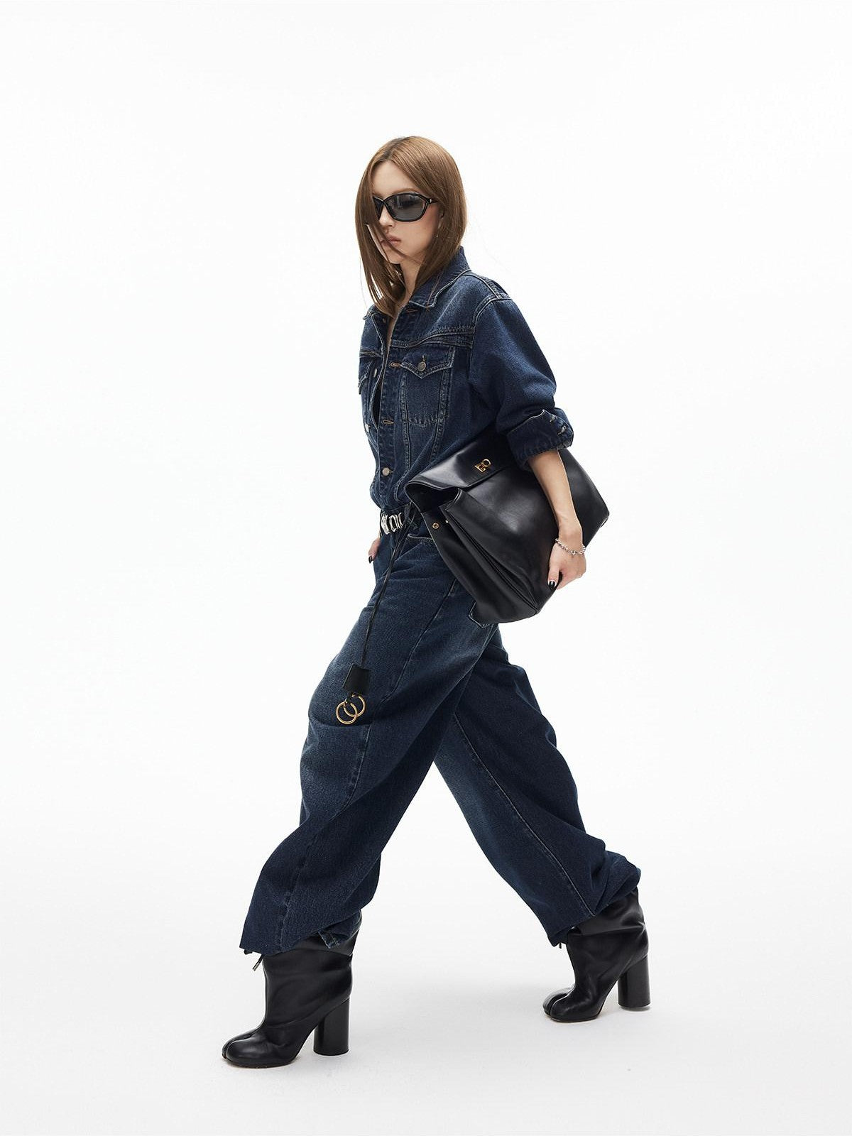 iamxiaa Distressed Washed Turn Collar Retro Women&