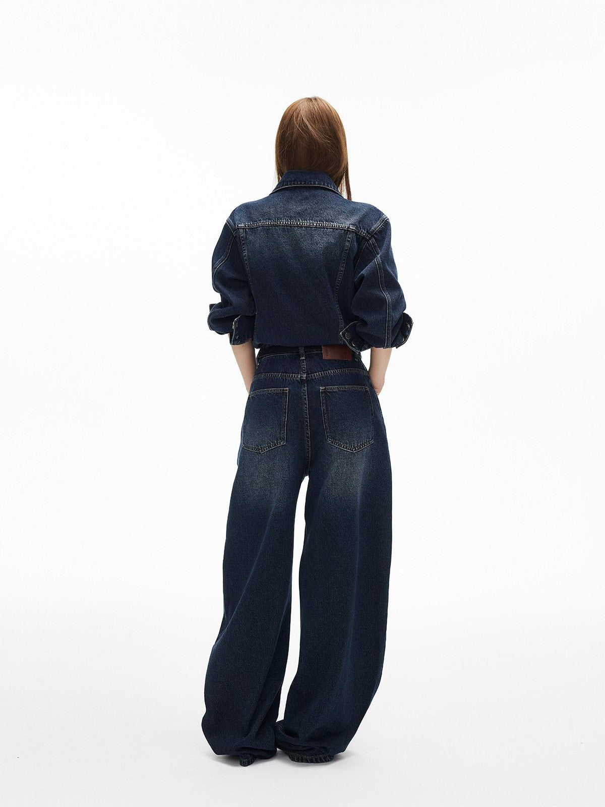 iamxiaa Distressed Washed Turn Collar Retro Women&