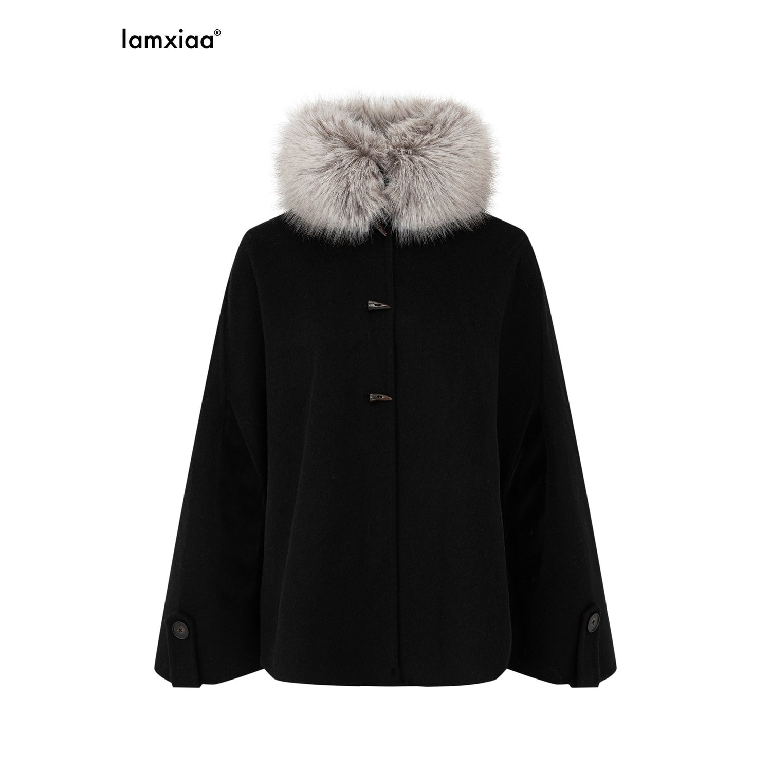 iamxiaa_Double_Face_Stand_Collar_Eco_Fur_Horn_Toggle_Women&