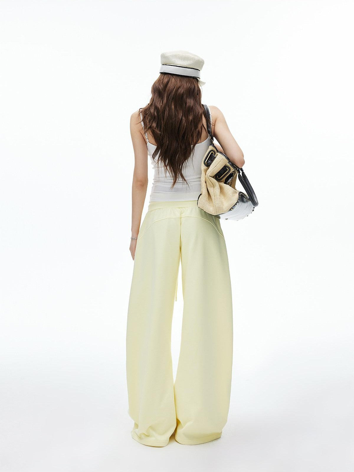 iamxiaa Double Pleated Low Rise Drawstring Wide Waist Women&