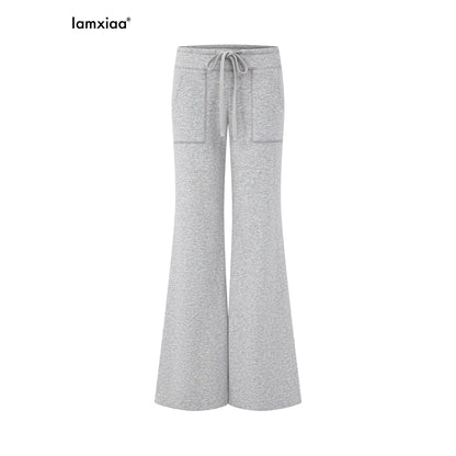 iamxiaa_Drawstring_Low_Rise_Patch_Pockets_Micro_Flare_Women&