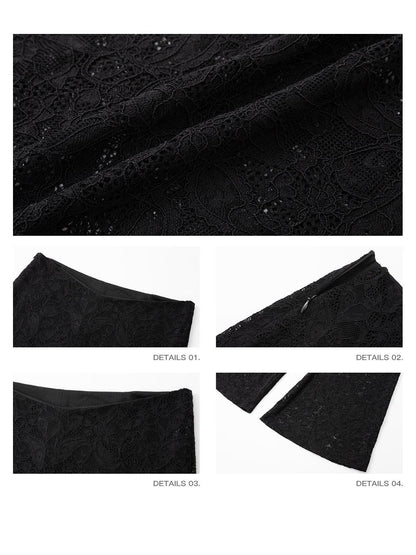iamxiaa Embossed Floral Cutout V Waist Slim Fit Inner Shorts Women&