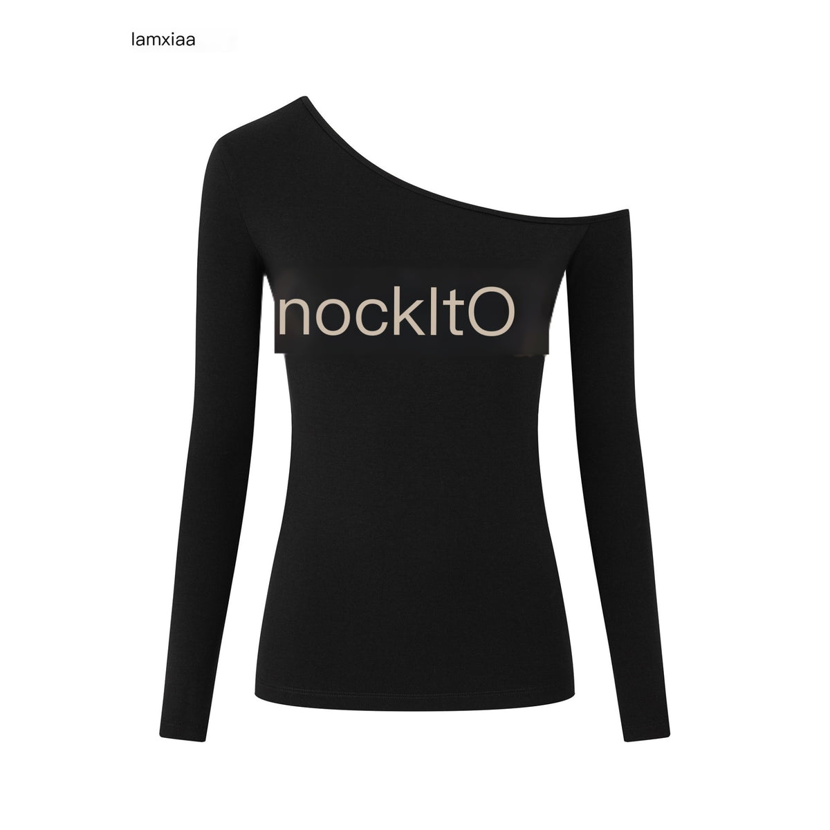 iamxiaa_Embroidered_Asymmetric_One_Shoulder_Knit_Slim_Fit_Women&