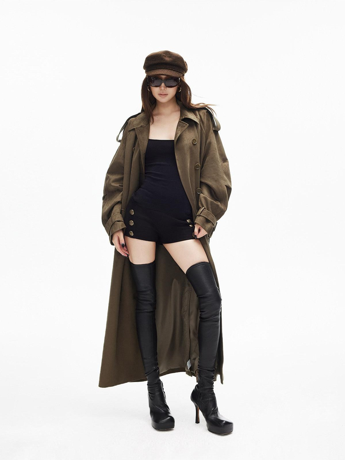 iamxiaa Extended Shoulder Tabs Puffed Sleeves Women&
