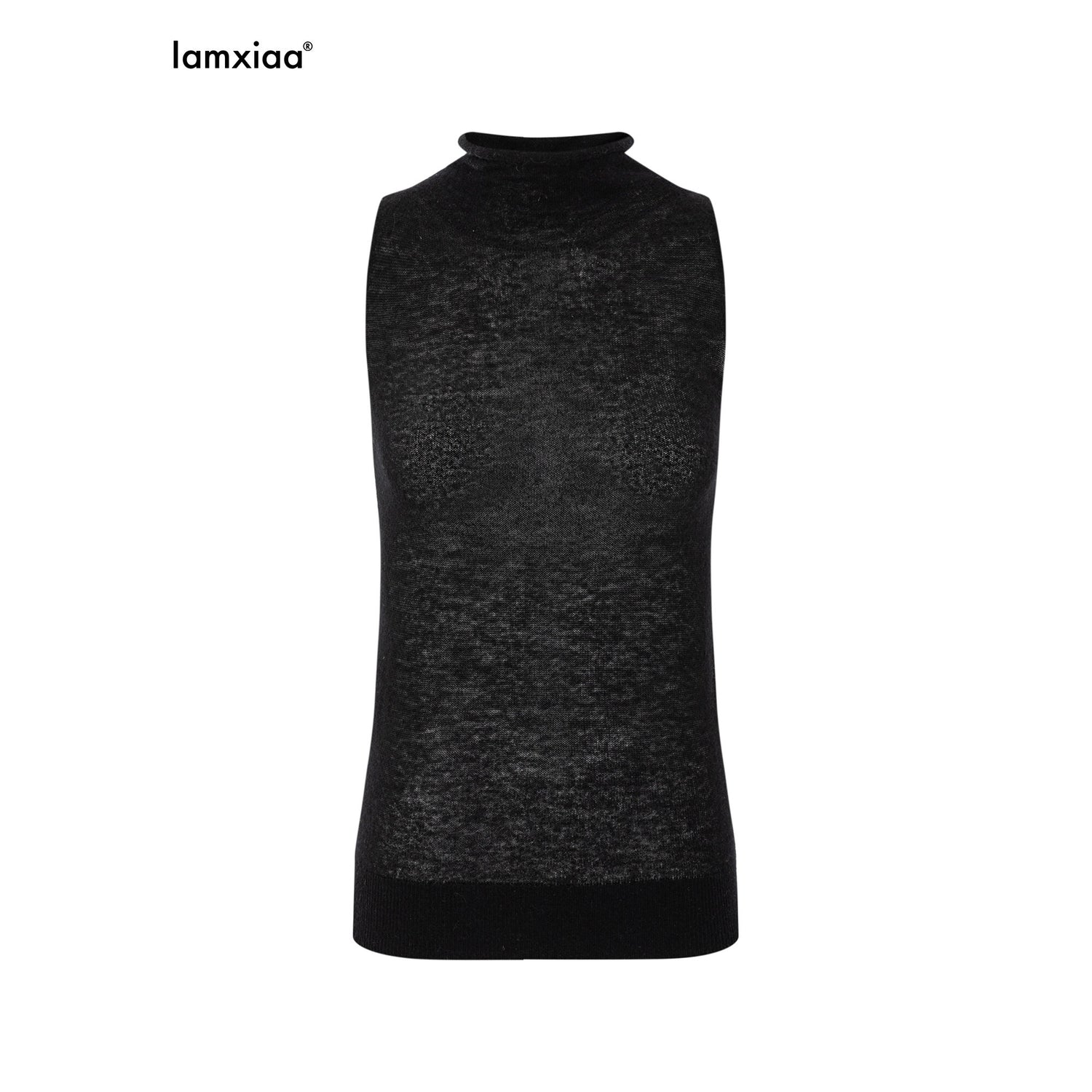 iamxiaa_Fine_Knit_Sheer_Stand_Collar_Slim_Rolled_Hem_Women&