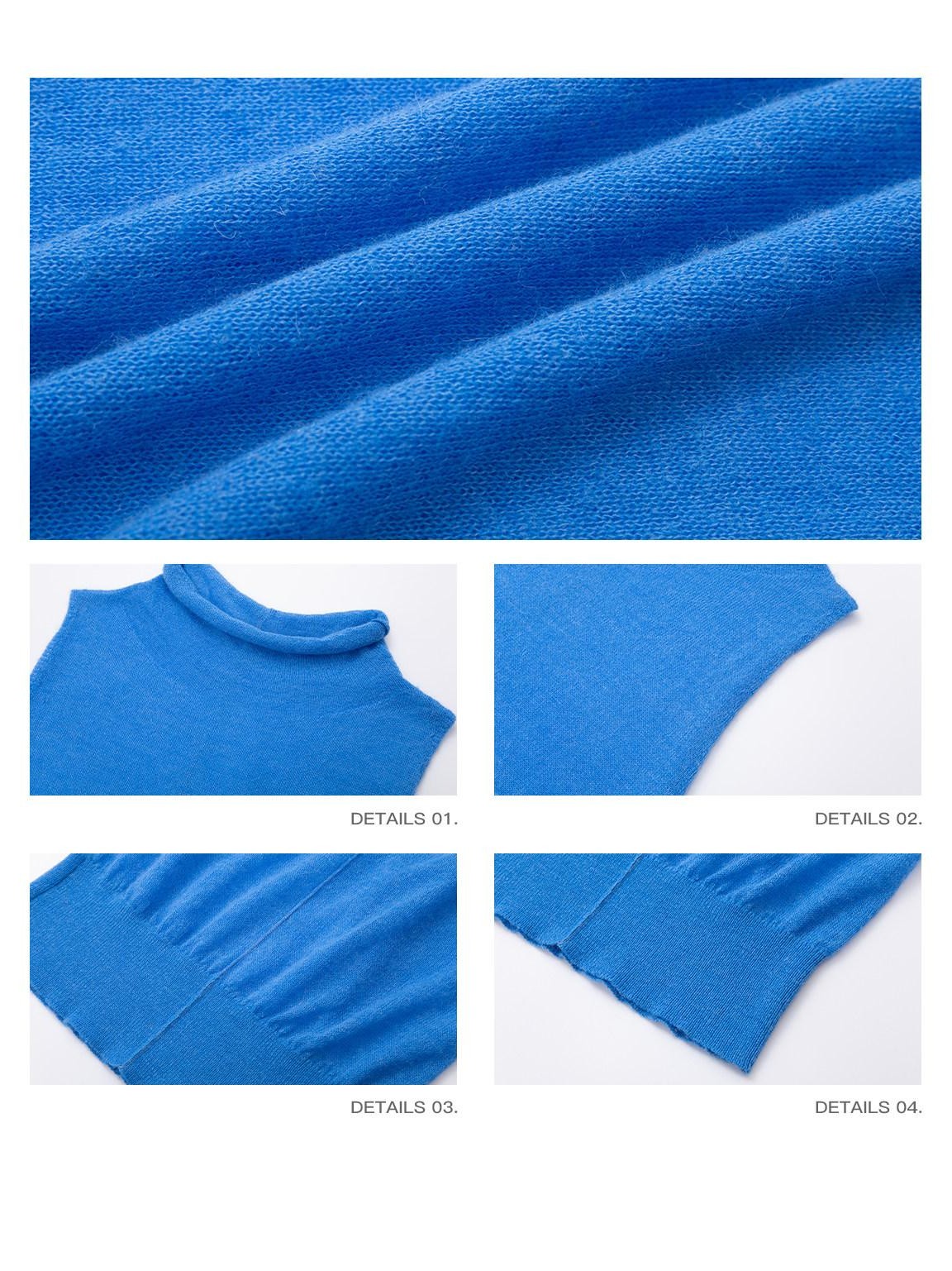 iamxiaa Fine Knit Sheer Stand Collar Slim Rolled Hem Women&