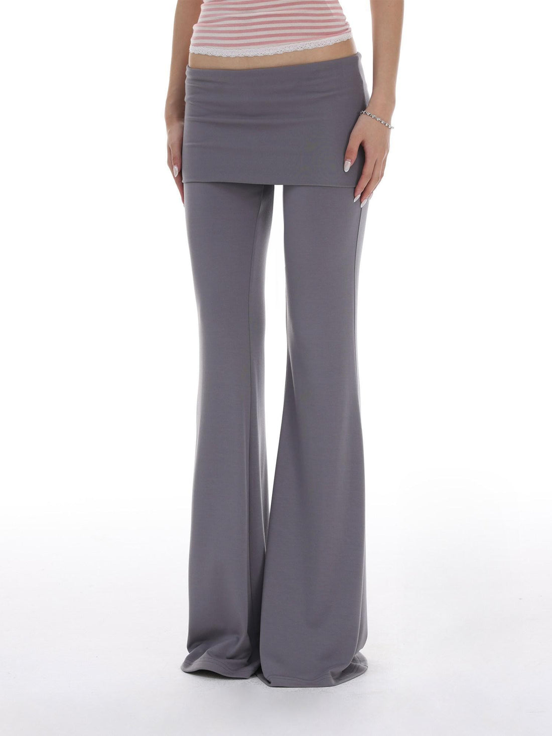 iamxiaa Foldover Waist Low Rise Skirted Slimming Women&