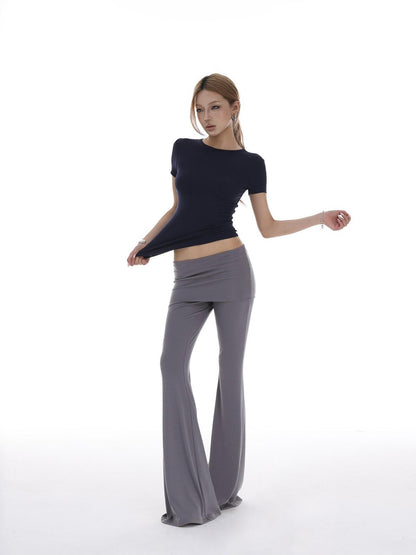 iamxiaa Foldover Waist Low Rise Skirted Slimming Women&