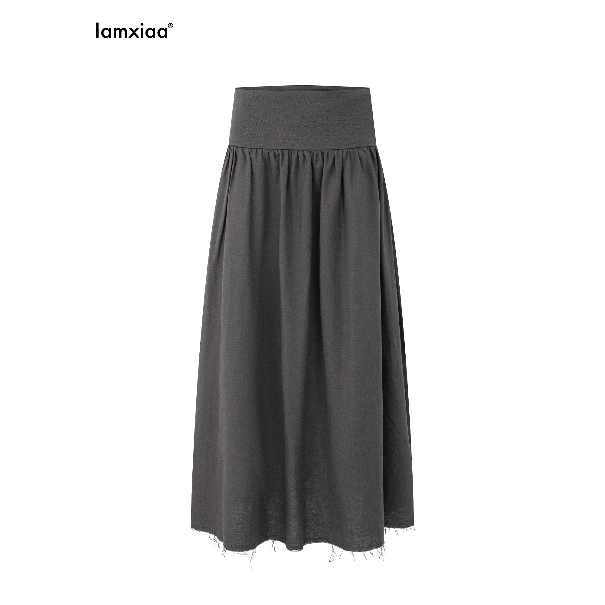 iamxiaa_Frayed_Hem_Pleated_Panel_Low_Waist_Women&