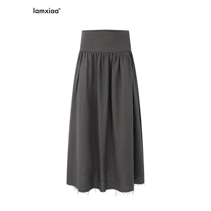 iamxiaa_Frayed_Hem_Pleated_Panel_Low_Waist_Women&