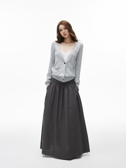 iamxiaa Frayed Hem Pleated Panel Low Waist Women&