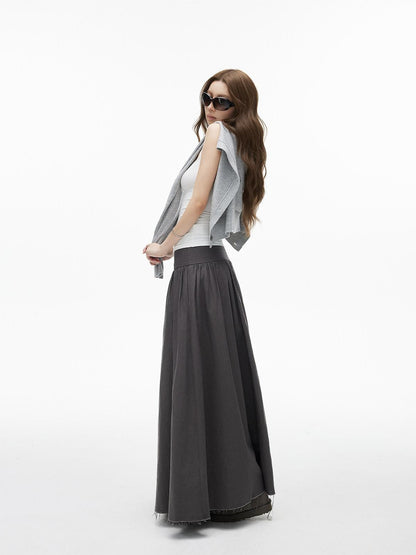 iamxiaa Frayed Hem Pleated Panel Low Waist Women&