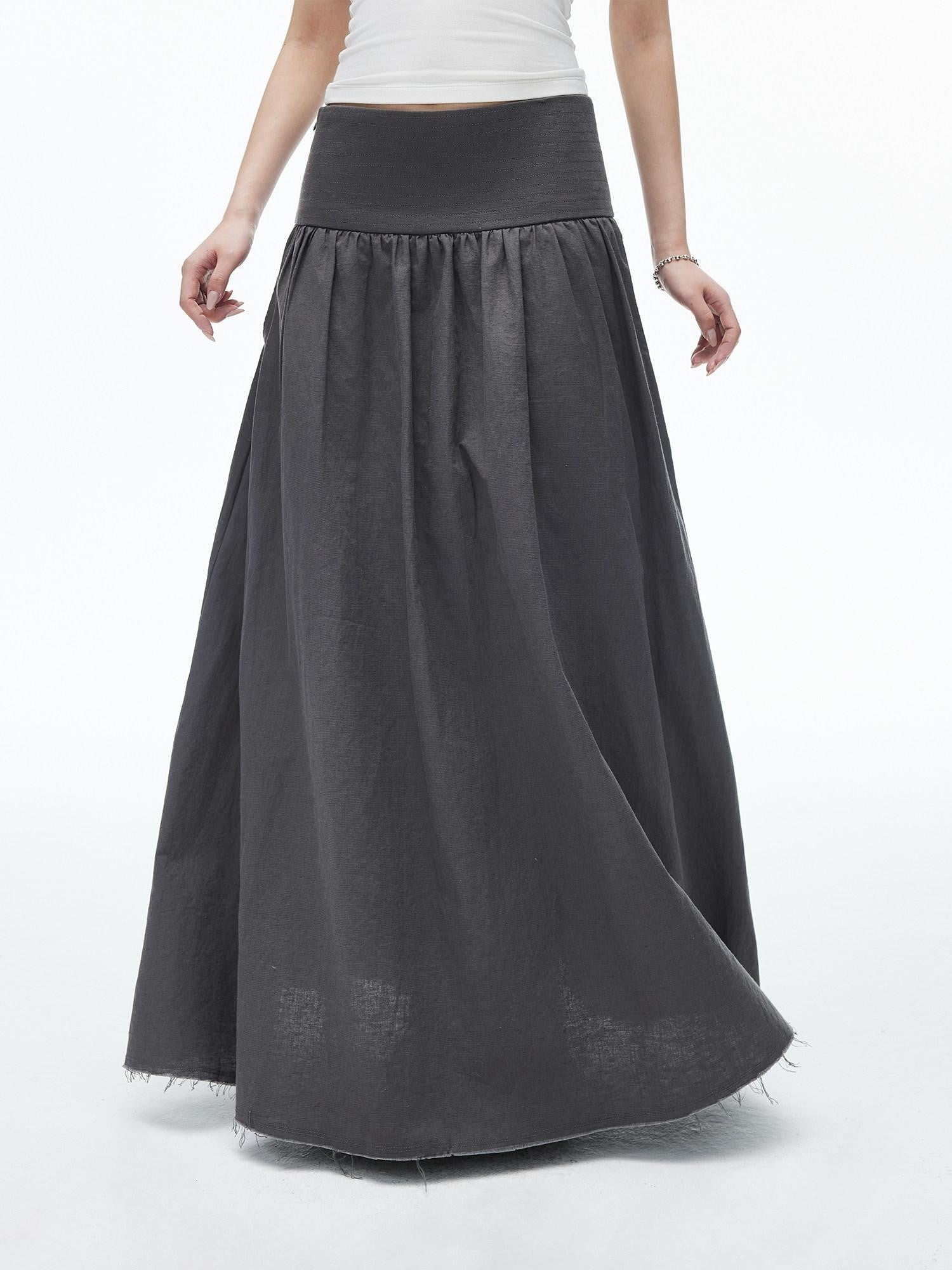 iamxiaa Frayed Hem Pleated Panel Low Waist Women&