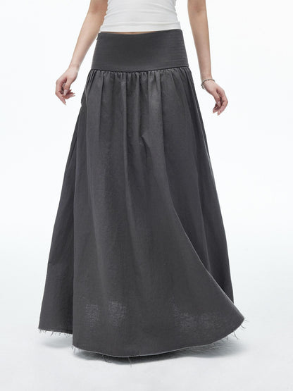 iamxiaa Frayed Hem Pleated Panel Low Waist Women&