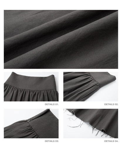 iamxiaa Frayed Hem Pleated Panel Low Waist Women&