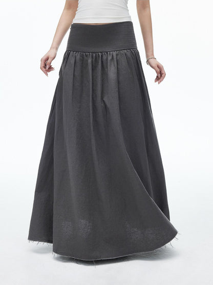 iamxiaa Frayed Hem Pleated Panel Low Waist Women&