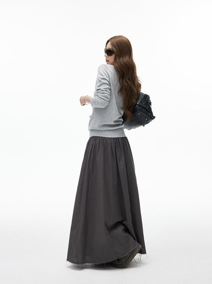 iamxiaa Frayed Hem Pleated Panel Low Waist Women&