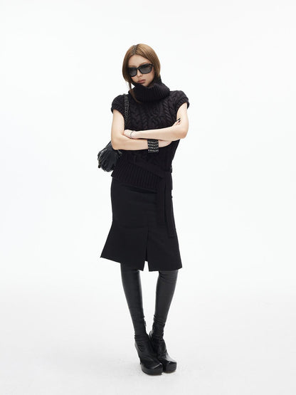 iamxiaa Front Slit Panel Asymmetric Hem Slimming Women&