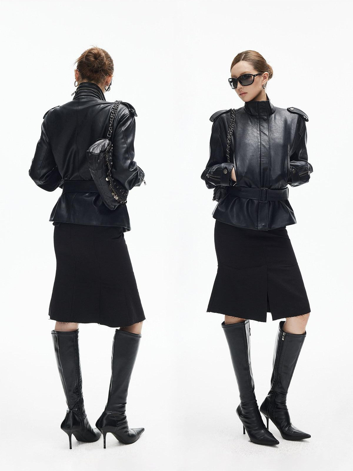 iamxiaa Front Slit Panel Asymmetric Hem Slimming Women&