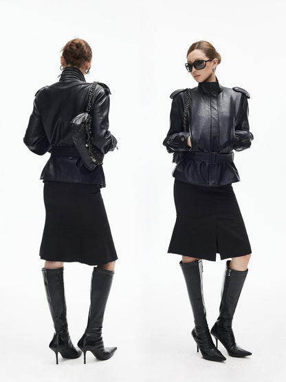 iamxiaa Front Slit Panel Asymmetric Hem Slimming Women&