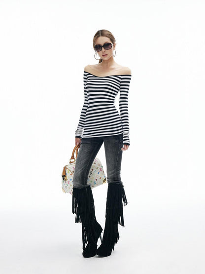 iamxiaa Gradient Lightning Slub Texture Vintage Women&