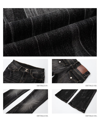 iamxiaa Gradient Lightning Slub Texture Vintage Women&