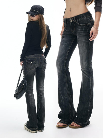 iamxiaa Gradient Lightning Slub Texture Vintage Women&