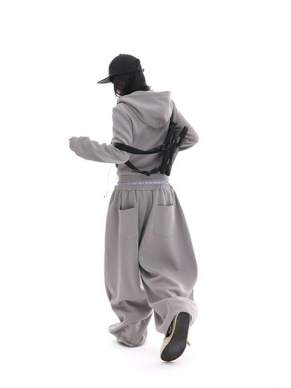 iamxiaa Gray Designer Fitted Cropped Classic Hooded Reversible Women&
