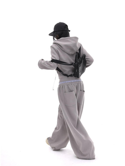 iamxiaa Gray Designer Fitted Cropped Classic Hooded Reversible Women&