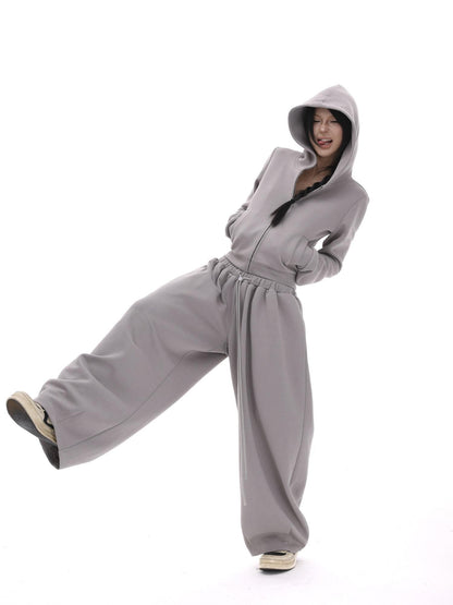 iamxiaa Gray Designer Fitted Cropped Classic Hooded Reversible Women&