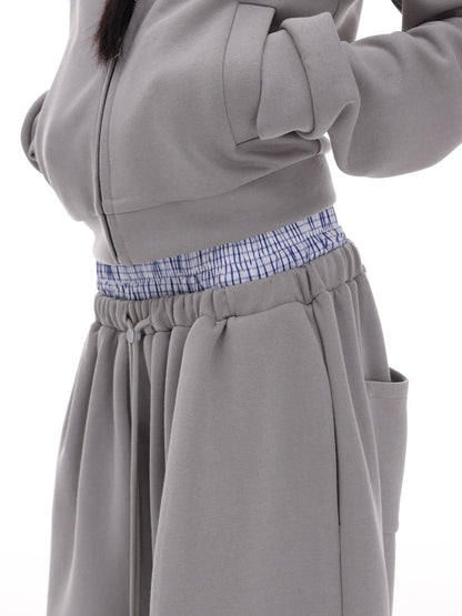 iamxiaa Gray Designer Fitted Cropped Classic Hooded Reversible Women&