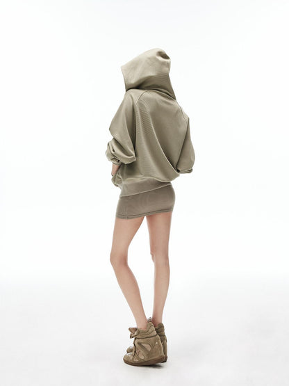 iamxiaa Gray Green Hooded Zip Oversized Women&