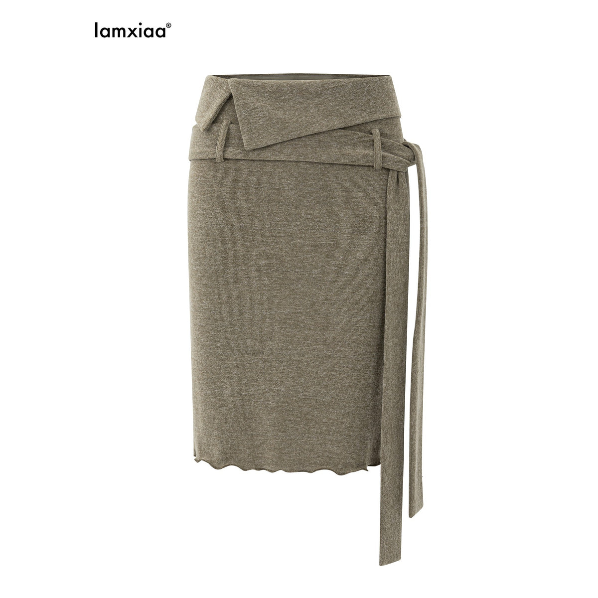 iamxiaa_Gray_Green_Textured_Knit_High_Stretch_Fold_Over_Waist_Women&